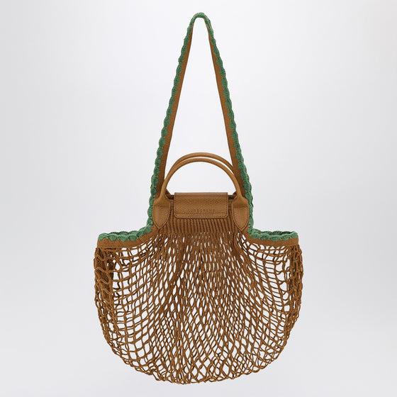 Longchamp L La Pliage mesh bag in Tobacco colour