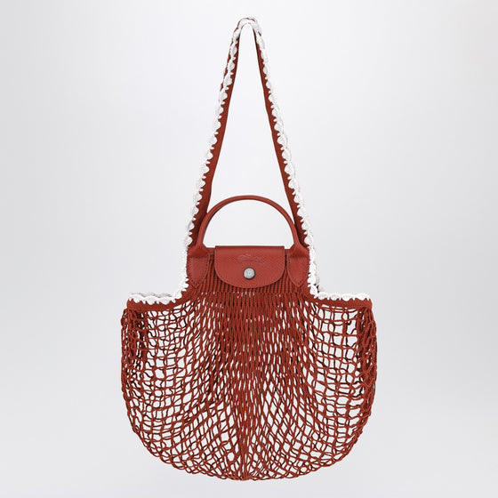 Longchamp L La Pliage mesh bag in Terracotta colour