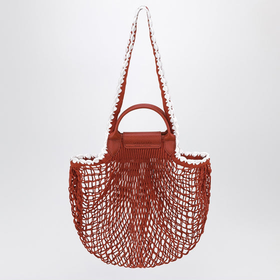 Longchamp L La Pliage mesh bag in Terracotta colour
