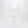 Versace White high-cut bodysuit with embroidered logo