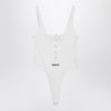 Versace White high-cut bodysuit with embroidered logo
