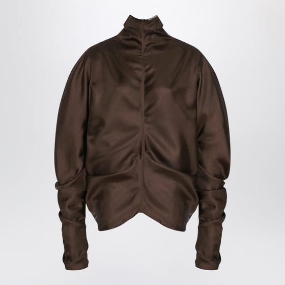 The Row Miles top in taupe silk
