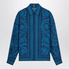 Versace Slim-fit printed silk twill shirt in blue