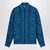 Versace Slim-fit printed silk twill shirt in blue