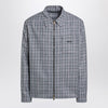 Versace Light blue zip-up checked shirt
