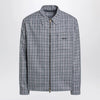 Versace Light blue zip-up checked shirt