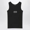 Versace Black stretch ribbed cotton tank top