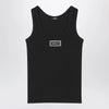 Versace Black stretch ribbed cotton tank top