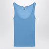 Versace Blue wool tank top with logo embroidery