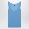 Versace Blue wool tank top with logo embroidery