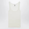Versace Cream wool tank top with logo embroidery