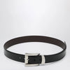 Versace Black leather belt with logo lettering