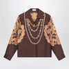 Versace Brown printed silk twill shirt