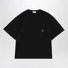 Versace Black cotton jersey T-shirt with Medusa embroidery