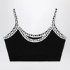 Versace Black viscose-blend cropped top with jacquard details