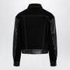 Versace Black Denim and Leather Bomber Jacket