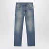 Versace Distressed Straight-Leg Jeans in Blue Denim