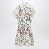 Versace Printed silk twill mini shirt dress in ivory