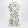 Versace Printed silk twill mini shirt dress in ivory