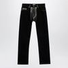 Versace Straight-leg denim and leather jeans in black