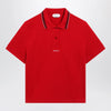 Versace Lipstick red cotton piqué polo with embroidered logo