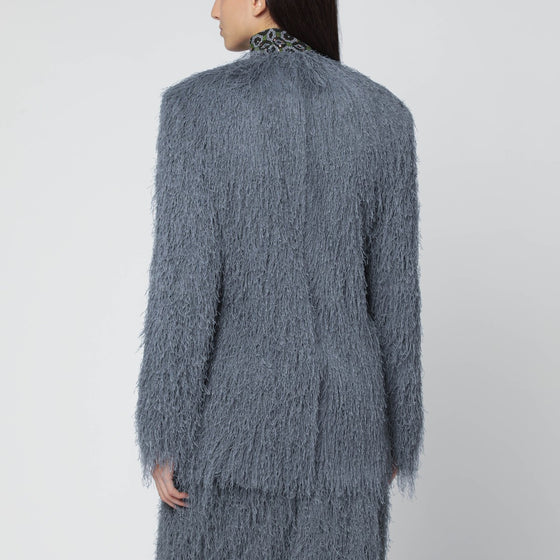 Dries Van Noten Dark grey jacket with fringes