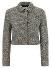 Versace Bouclé Wool Blend Blouson Jacket