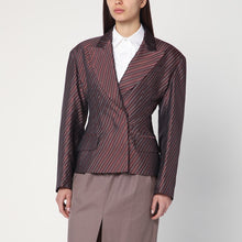  Dries Van Noten Burgundy striped jacket with padded balls