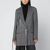 Dries Van Noten Grey double-breasted jacket with embroidered stitch decorations