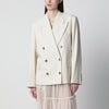 Écru oversized double-breasted jacket by Dries Van Noten