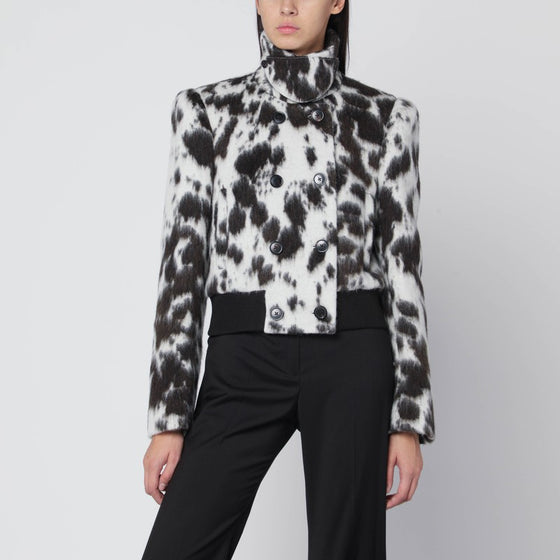 Dries Van Noten Double-breasted bomber with cow pattern