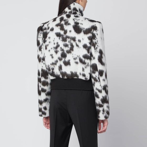 Dries Van Noten Double-breasted bomber with cow pattern