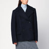 Dries Van Noten Navy blue wool-blend double-breasted coat