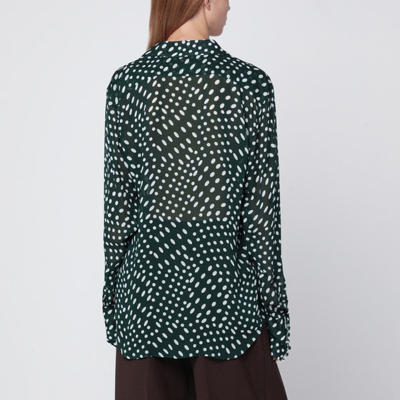 Dries Van Noten Green shirt with Irregular Polka Dot print