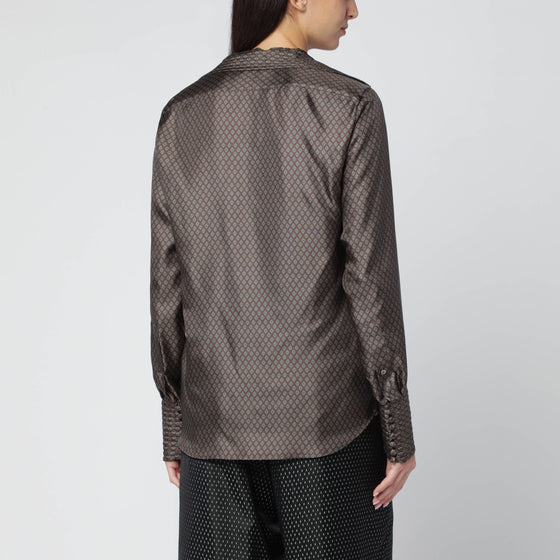 Dries Van Noten Brown printed silk shirt