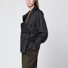 Dries Van Noten Black wrap shirt with jacquard texture