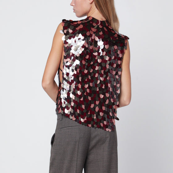 Dries Van Noten Burgundy sequinned top