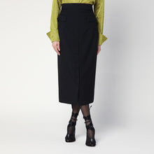 Dries Van Noten Black wool and mohair midi skirt