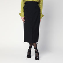  Dries Van Noten Black wool and mohair midi skirt