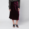 Dries Van Noten Purple velvet draped midi skirt