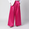 Dries Van Noten Wide pleated fuchsia satin trousers