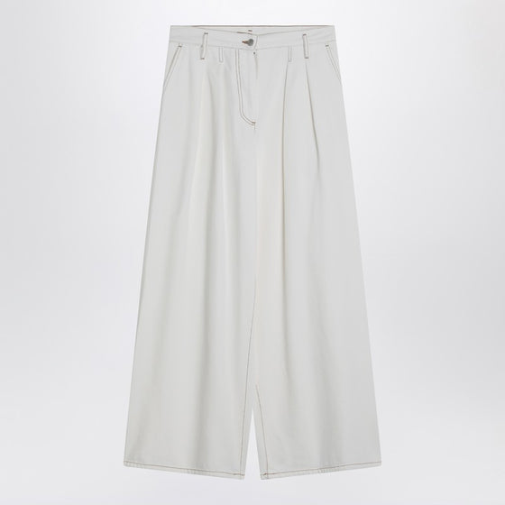 Dries Van Noten Wide white trousers in cotton
