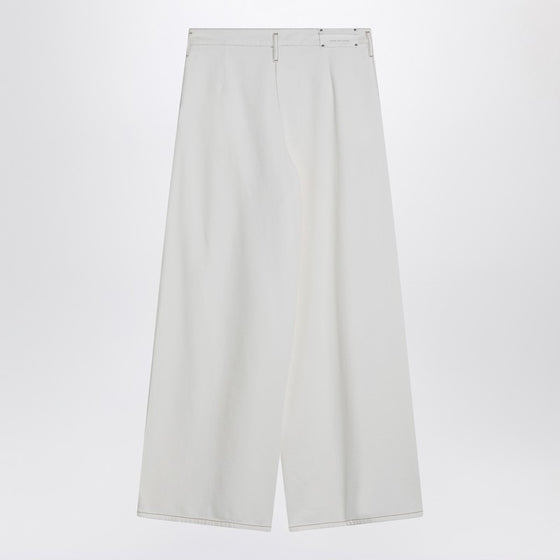 Dries Van Noten Wide white trousers in cotton