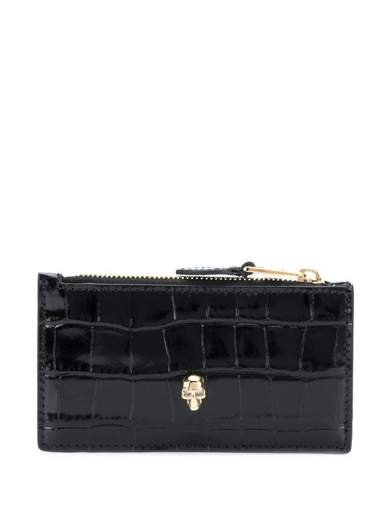 Alexander McQueen Skull zipped leather card case
