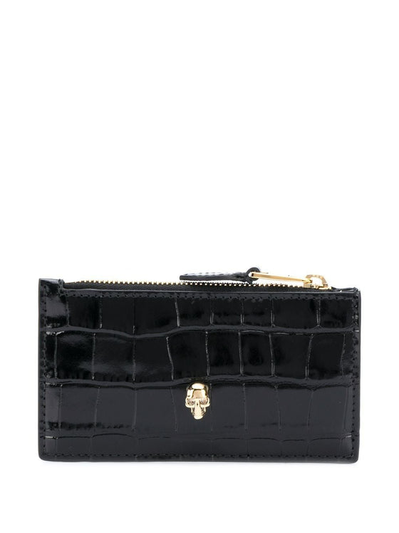 Alexander McQueen Skull zipped leather card case