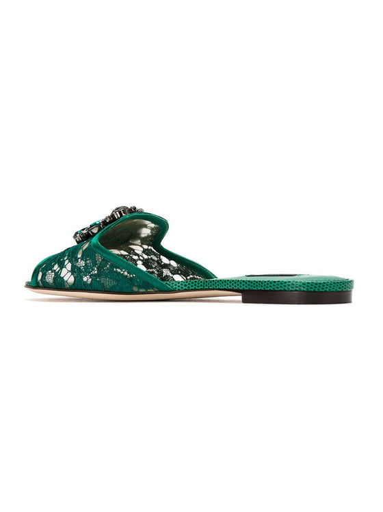 Dolce & Gabbana Slippers in lace with crystals