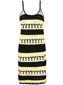  Ganni striped open-knit minidress
