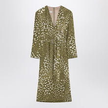  Dries Van Noten Dress with belt and khaki green print