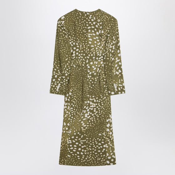 Dries Van Noten Dress with belt and khaki green print