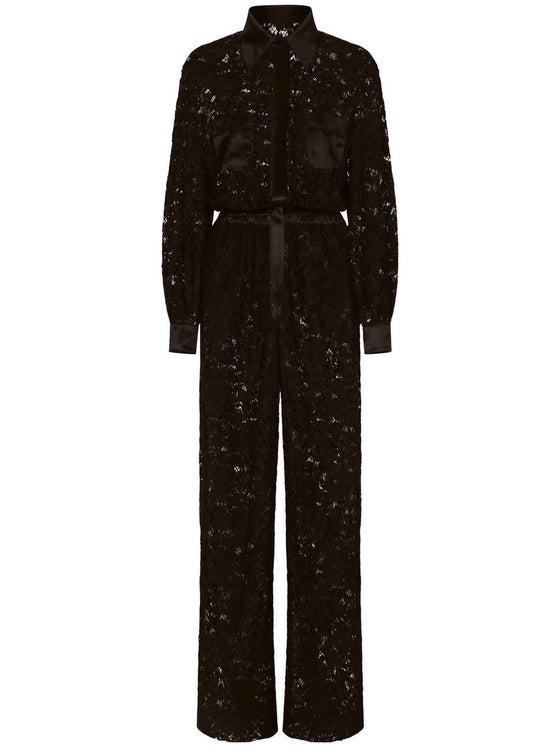 Dolce & Gabbana lace-trim long-sleeve jumpsuit
